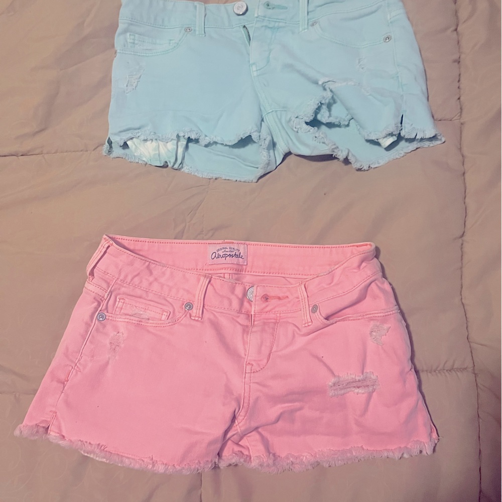 Aeropastle midi shorts. Teal and Pink. Size 00.